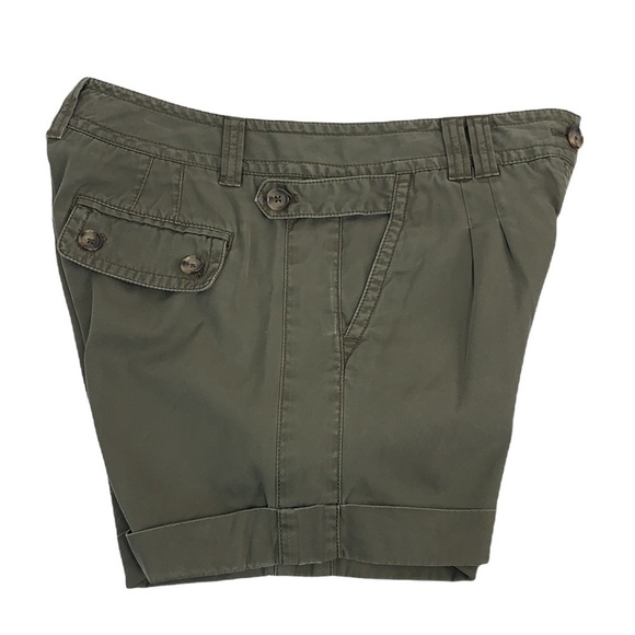 Ann Taylor Cuffed Cotton Shorts - Green, Size 8, Button & Fly - Picture 5 of 5